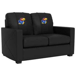 Silver Loveseat with Kansas Jayhawks Logo