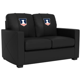 Silver Loveseat with Illinois Fighting Illini Logo