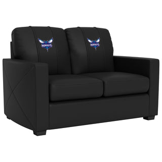 Silver Loveseat with Charlotte Hornets Primary Logo