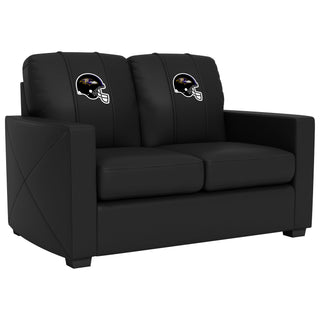 Silver Loveseat with Baltimore Ravens Helmet