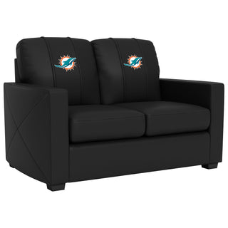 Silver Loveseat with Miami Dolphins Primary Logo