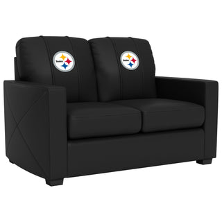 Silver Loveseat with Pittsburgh Steelers Primary Logo