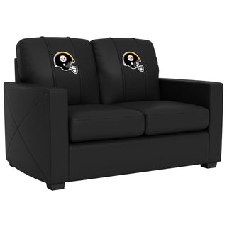 Silver Loveseat with Pittsburgh Steelers Helmet Logo