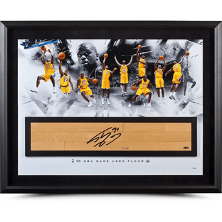 Shaquille O’Neal Autographed NBA Game Used Floor “Big Aristotle” Collage 36 x 24