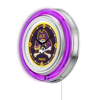 Clock: East Carolina Pirates - Neon