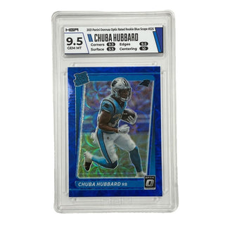 Chuba Hubbard 2021 Panini Donruss Optic Rated Rookie Blue Scope #225 PSA 9.5