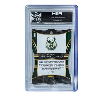 Giannis Antetokounmpo 2019-20 Panini Select Premier Level Purple Prizms Die-Cut #148 HGA 9.5