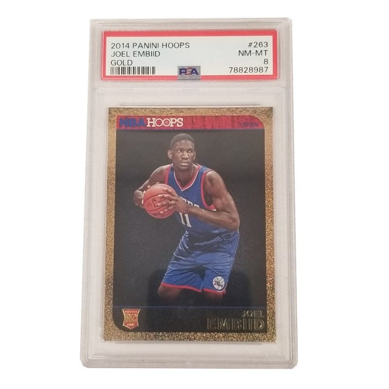 Joel Embiid 2014 Panini Hoops Gold Rookie Card #263 PSA 8