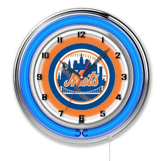 Clock: New York Mets - Neon