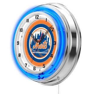 Clock: New York Mets - Neon