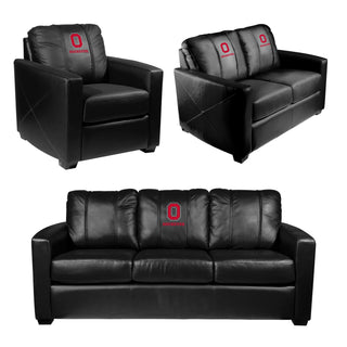 Silver Loveseat with Ohio State Block O Buckeyes Logo