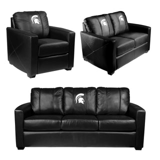 Silver Sofa with Michigan State Spartans Primary Logo