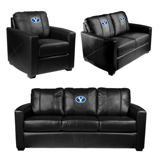 Silver Sofa with BYU Cougars Logo