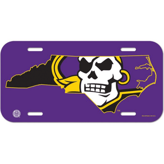 License Plate: ECU Pirate/State - Purple