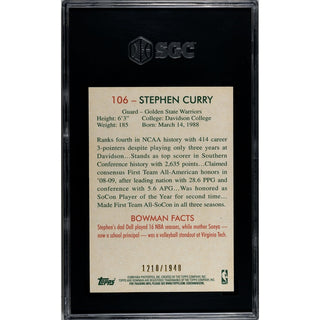 Stephen Curry 2009 Bowman '48 #106 SGC 8.5