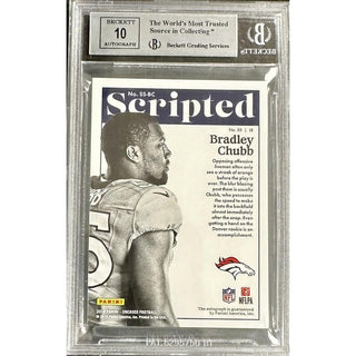 25 Bradley Chubb 2018 Panini Encased Scripted Signatures Sapphire #SSBC BGS 9