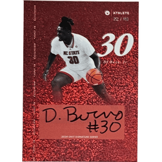 DJ Burns Jr.: 2024 ONIT NC State Basketball Autograph Numbered 22/110