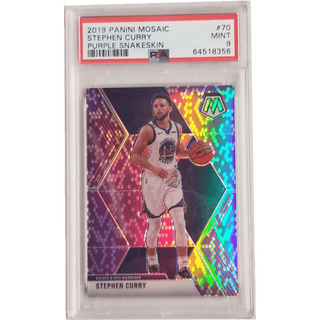 Stephen Curry: 2019 Panini Mosaic Purple Snakeskin #70 PSA 9