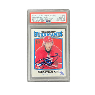 Sebastian Aho 2019 Upper Deck BuyBack Auto #687 PSA 9