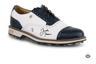 Justin Thomas Autographed Footjoy Premiere Series Tarlow White/Navy Golf Shoes