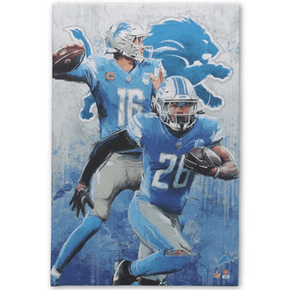 Wall Decor: Detroit Lions Jahmyr Gibbs & Jared Goff Canvas