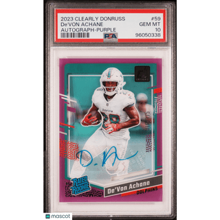 De'von Achane 2023 Panini Clearly Donruss #59 PSA 10