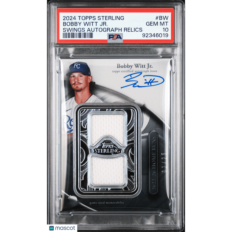 Bobby Witt JR. 2024 Topps Sterling Sterling Swings Autograph Relics B