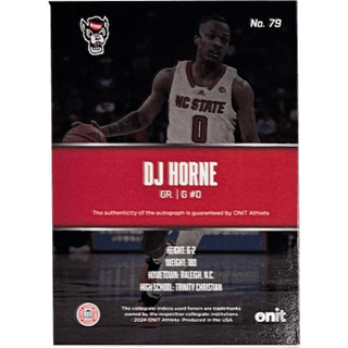 DJ Horne: 2024 ONIT NC State Basketball Autograph Numbered 59/80