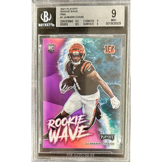 Ja'Marr Chase 2021 Playoff Rookie Wave Pink #1 BGS 9