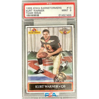 Kurt Warner 1995 Iowa Barnstormers Team Issue #13 PSA 9