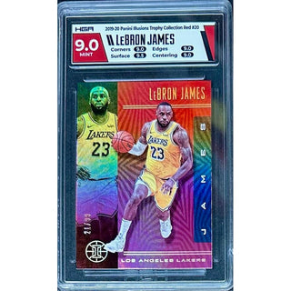 LeBron James: 2019-20 Panini Illusions Trophy Collection Red #20, HGA: 9.0