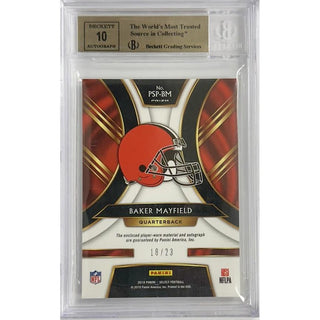 Baker Mayfield 2018 Select Prime Selections Material Signatures Prizm Neon Orange Pulsar #1 BGS 9.5