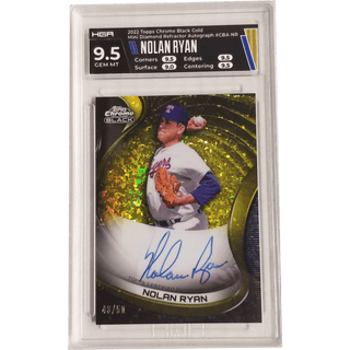 Nolan Ryan: 2022 Topps Chrome Black Gold Mini Diamond Refractor Autograph #CBA-NR HGA 9.5