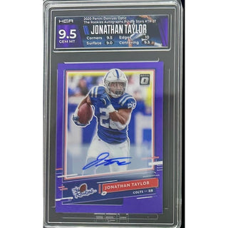 Jonathan Taylor 2020 Panini Donruss Optic The Rookies Autographs Purple Stars #TR-JT HGA 9.5