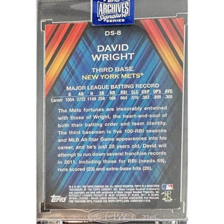 David Wright: 2020 Topps Archives Signature Series Certified Autograph