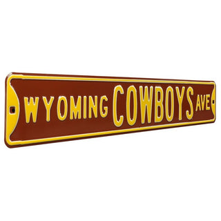 Wyoming Cowboys Steel Street Sign-WYOMING COWBOYS AVE Brown